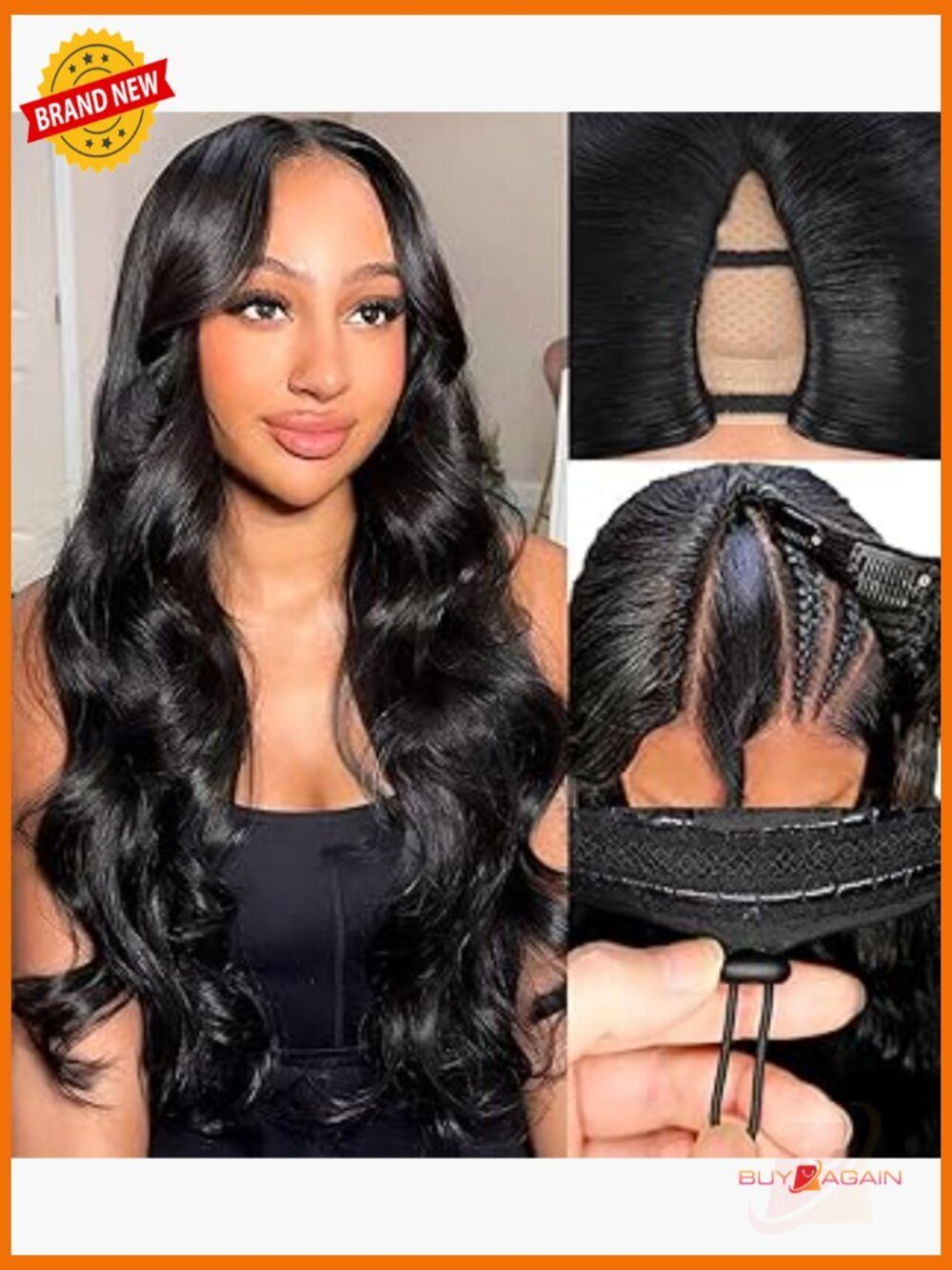 V Part Wig Human Hair Body Wave Glueless Half Wig with Clip